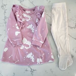 Grayson Mini Pink dress with footie tights size 12 Months